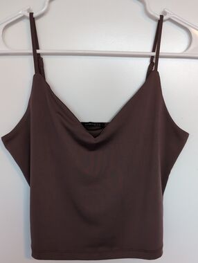 Dynamite Chocolate Satin V Neck Cami